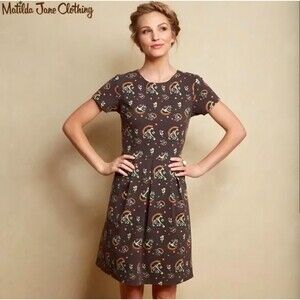 Matilda Jane Maja Ponte Brown Floral Dress size Medium